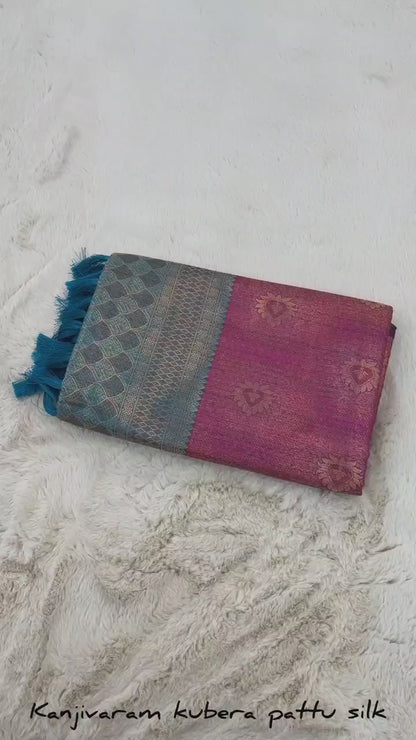 Beautiful premium kubera pattu Silk saree with dual tone colours