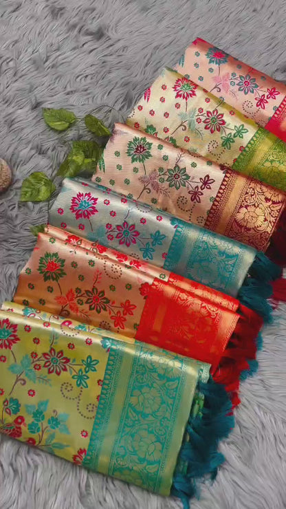 Premium fully weaved zari silk saree with blouse