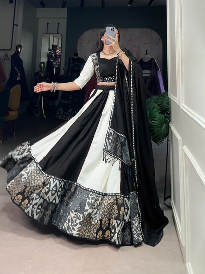 Mithudi - Premium Black Pure Cotton Rayon MIRROR Work Chaniya Choli for Navratri