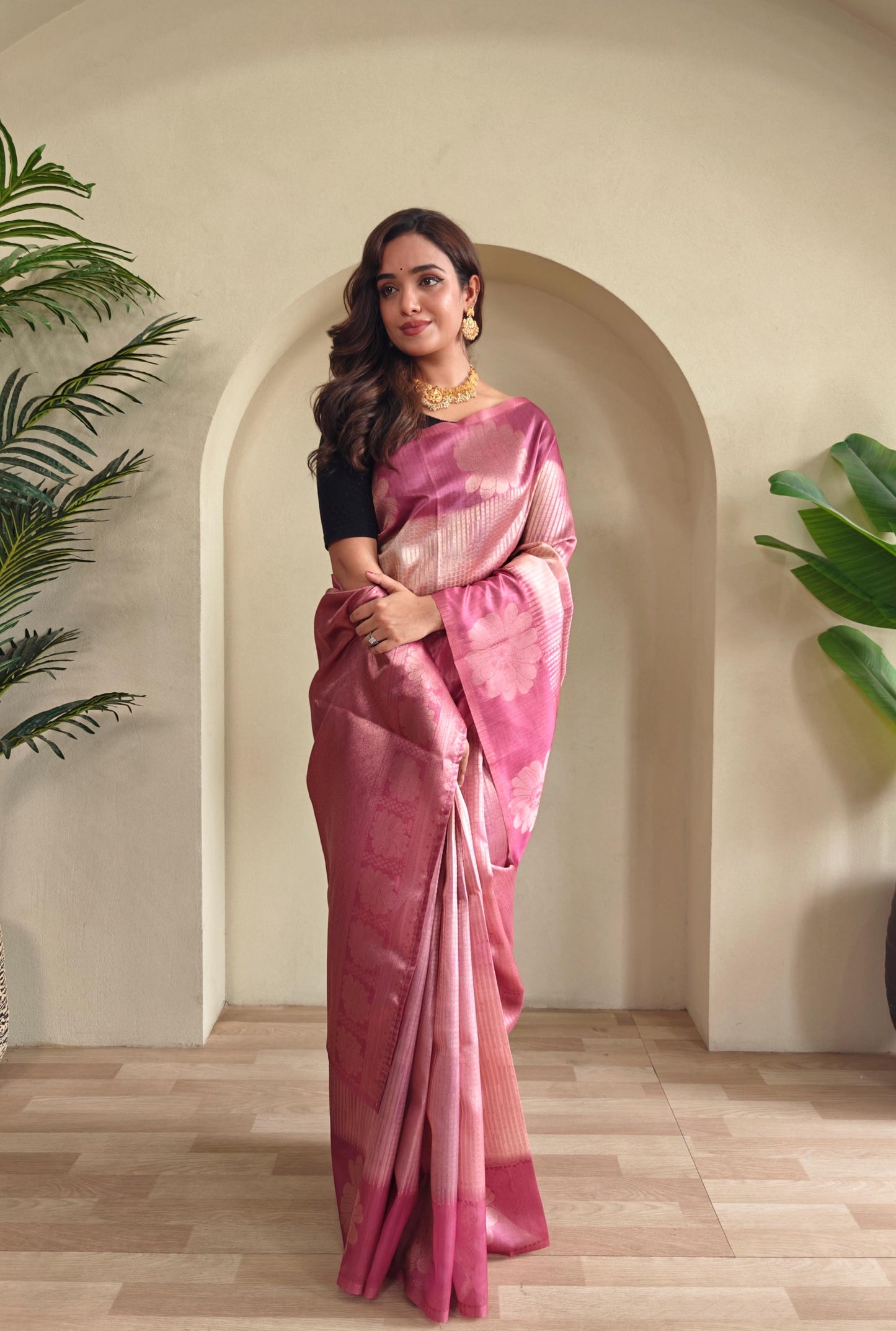Resham - Silk Saree with Silver Zari Motif Weaved With Stitched Blouse Options