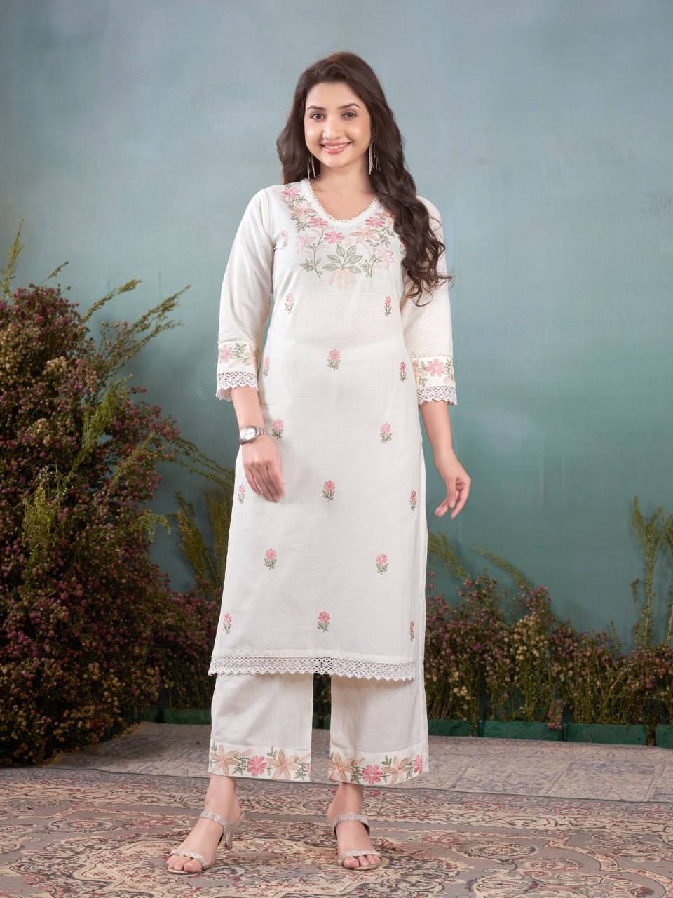 Premium Khadi Cotton Embroidery Kurti Set upto 5XL Sizes