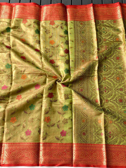 Veeny - Premium Organza Tissue Silk Saree with Readymade Blouse