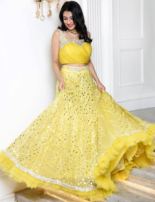 Lime green Premium glitter lehenga