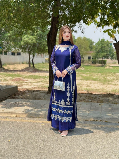 Lipsa - Beautiful Soft Georgette Navy Blue Readymade Suit