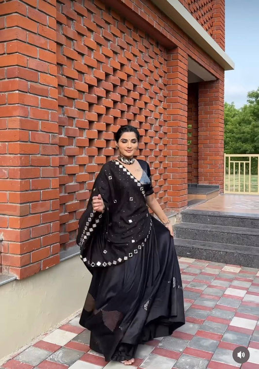 Black Premium Mirror fully stitched lehenga