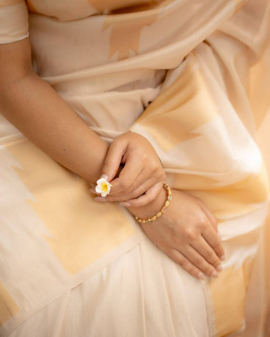 Off White Premium Banarasi Silk Saree with Stitched Blouse options