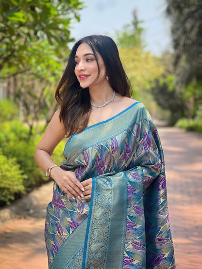 Kanika - Pure Kanchipattu Silk exquisite weaves body Saree with Stitched Blouse Options
