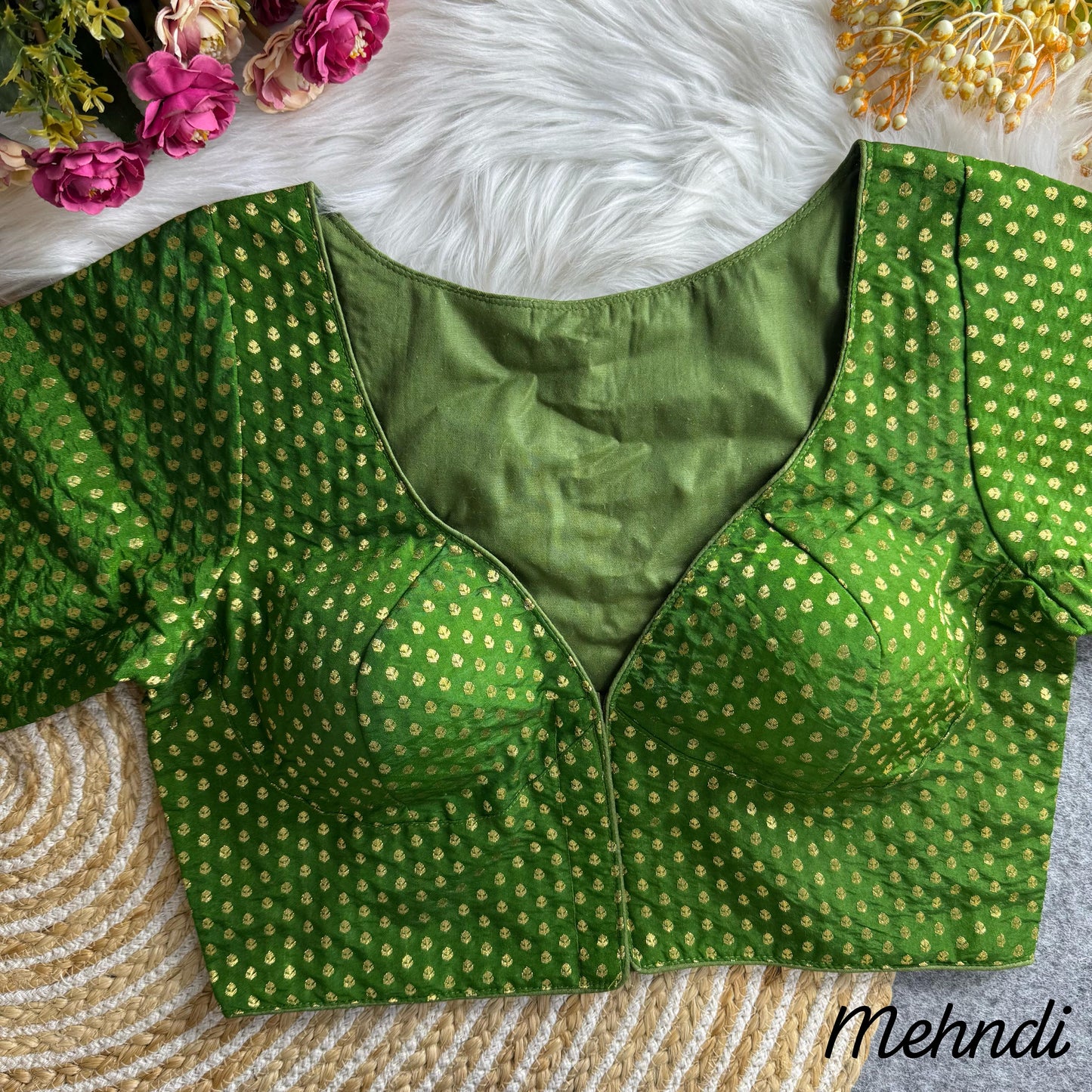 Beautiful Meena Silk Readymade Butti Jacquard Blouse