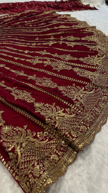 Kasturi Silk Maroon Premium Embroidered Lehenga Fully Stitched