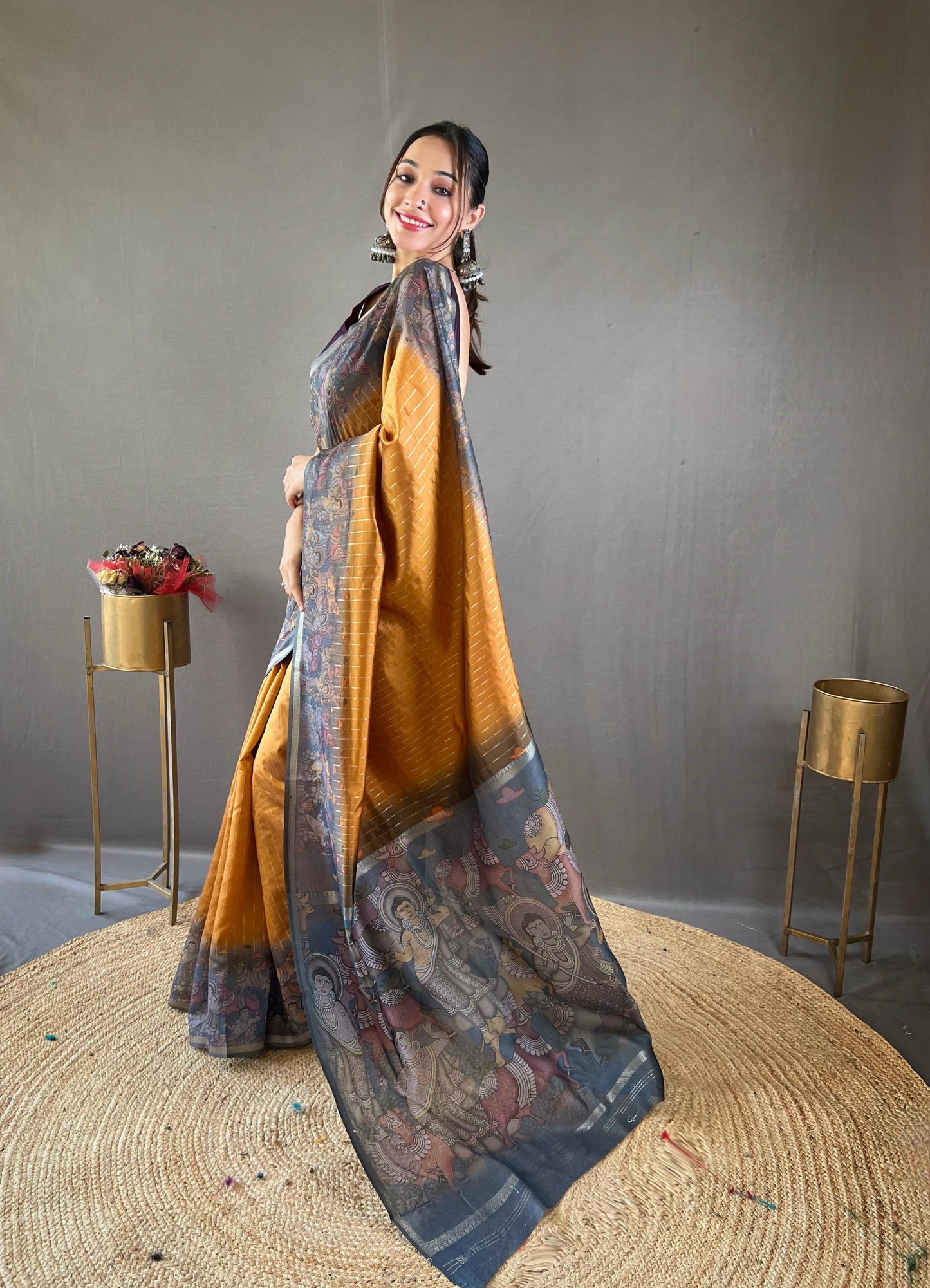 Smriti - Soft Chanderi Silk Saree with Prints and Stitched Blouse Options