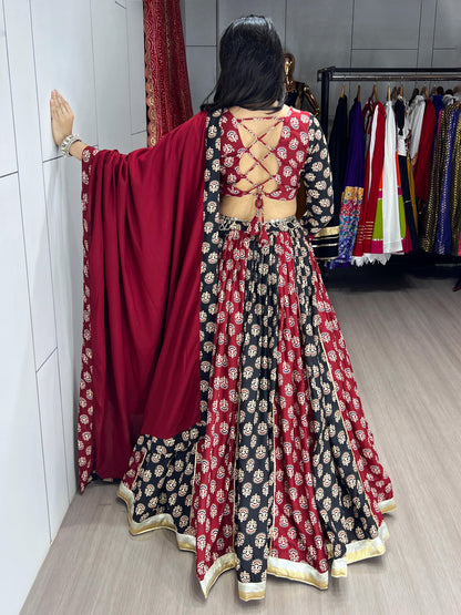 Navratri Special Pure Cotton Ajarakh Print Chaniya Choli Fully Stitched