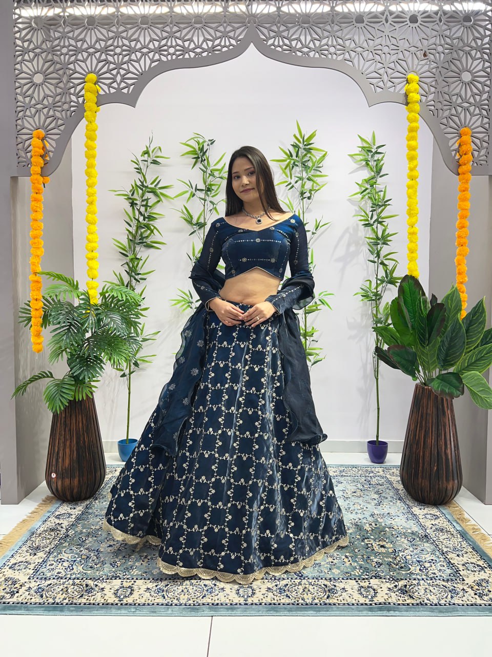 Premium Rama Lehenga with Blouse and dupatta fully stitched