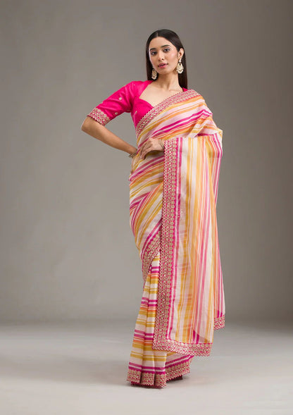 Mastani - Beautiful Leriya Print Silk Saree with Stitched Blouse options