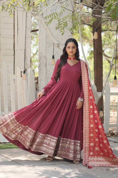 Elegant Anarkali Georgette Fully Stitched Gown