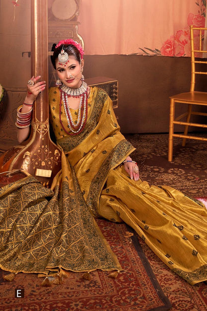 Megha - Premium Linen Saree with Jacquard Weaving Pattern with Fully Stitched Blouse as per Your Style