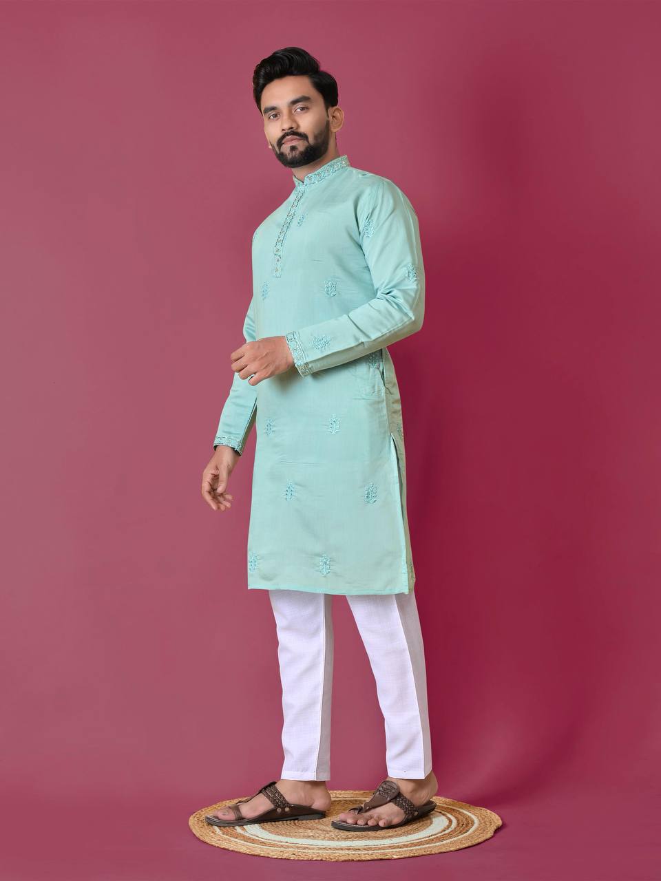 Premium Handwork on Silk Kurta with Pajama for Men