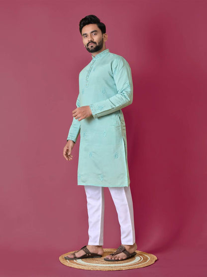 Premium Handwork on Silk Kurta with Pajama for Men