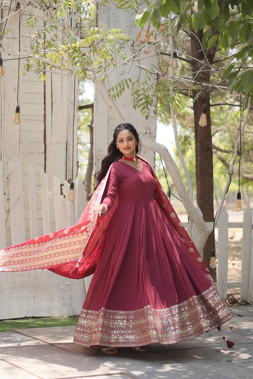 Elegant Anarkali Georgette Fully Stitched Gown