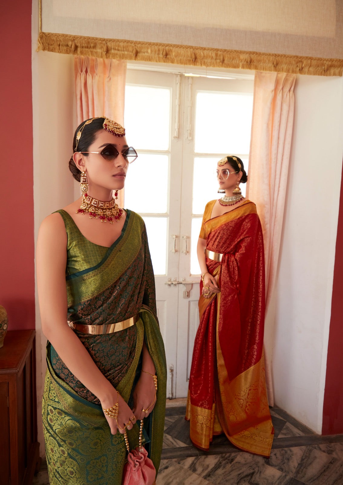Pure Kashmira Silk Premium saree with stitched blouse
