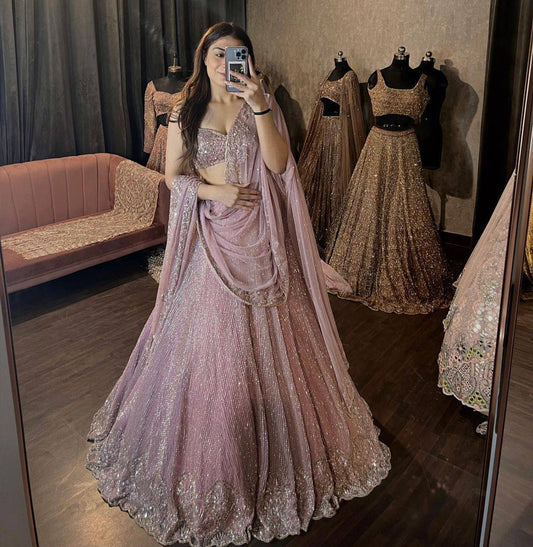 Light Lilac fully stitched lehenga