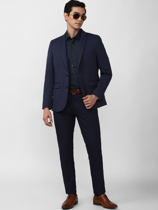 Navy Blue Raymond fabric Blazer for Men