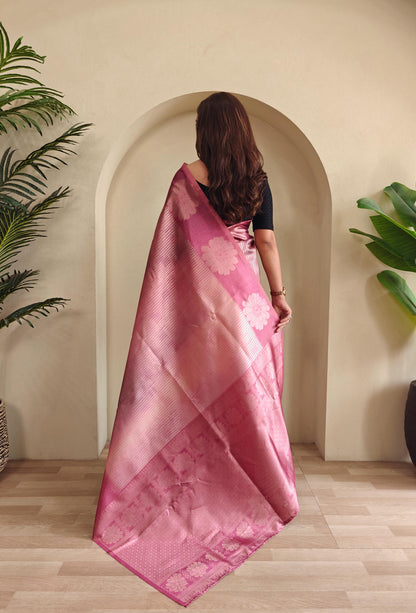 Resham - Silk Saree with Silver Zari Motif Weaved With Stitched Blouse Options