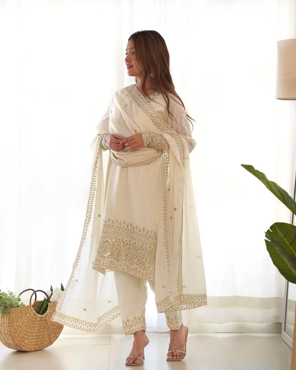 Premium off white Kurta set fully stitched