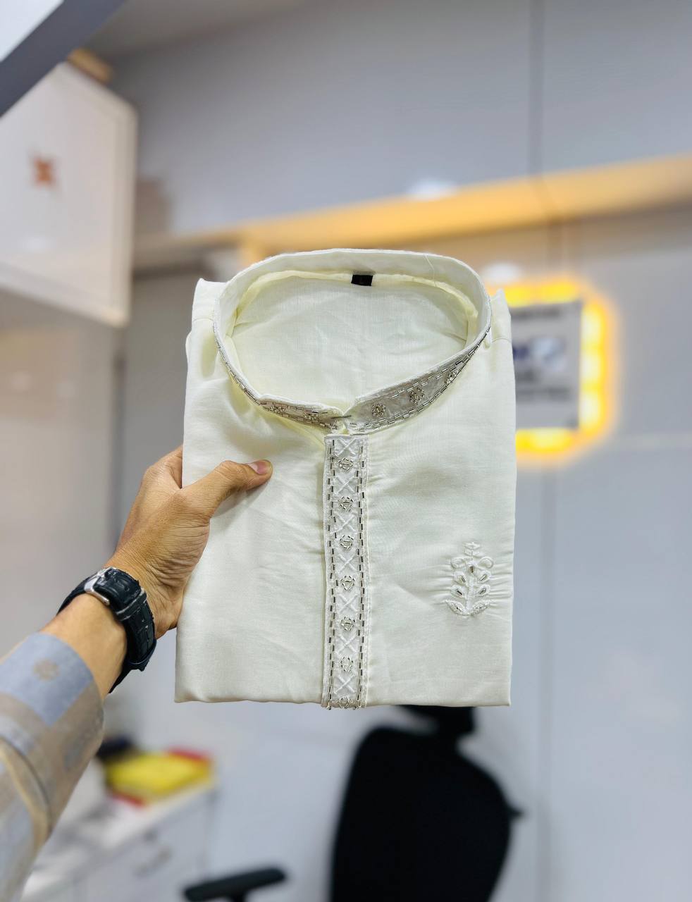 Premium Handwork on Silk Kurta with Pajama for Men