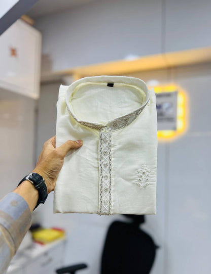 Premium Handwork on Silk Kurta with Pajama for Men
