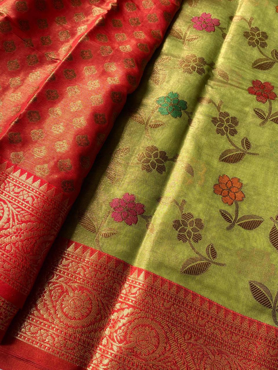 Veeny - Premium Organza Tissue Silk Saree with Readymade Blouse