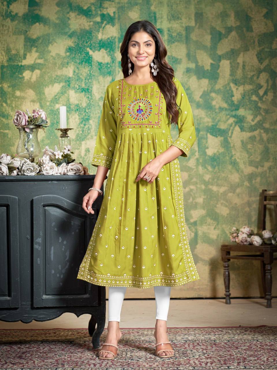 Sakhi - Soft Cotton Embroidered Kurti Set