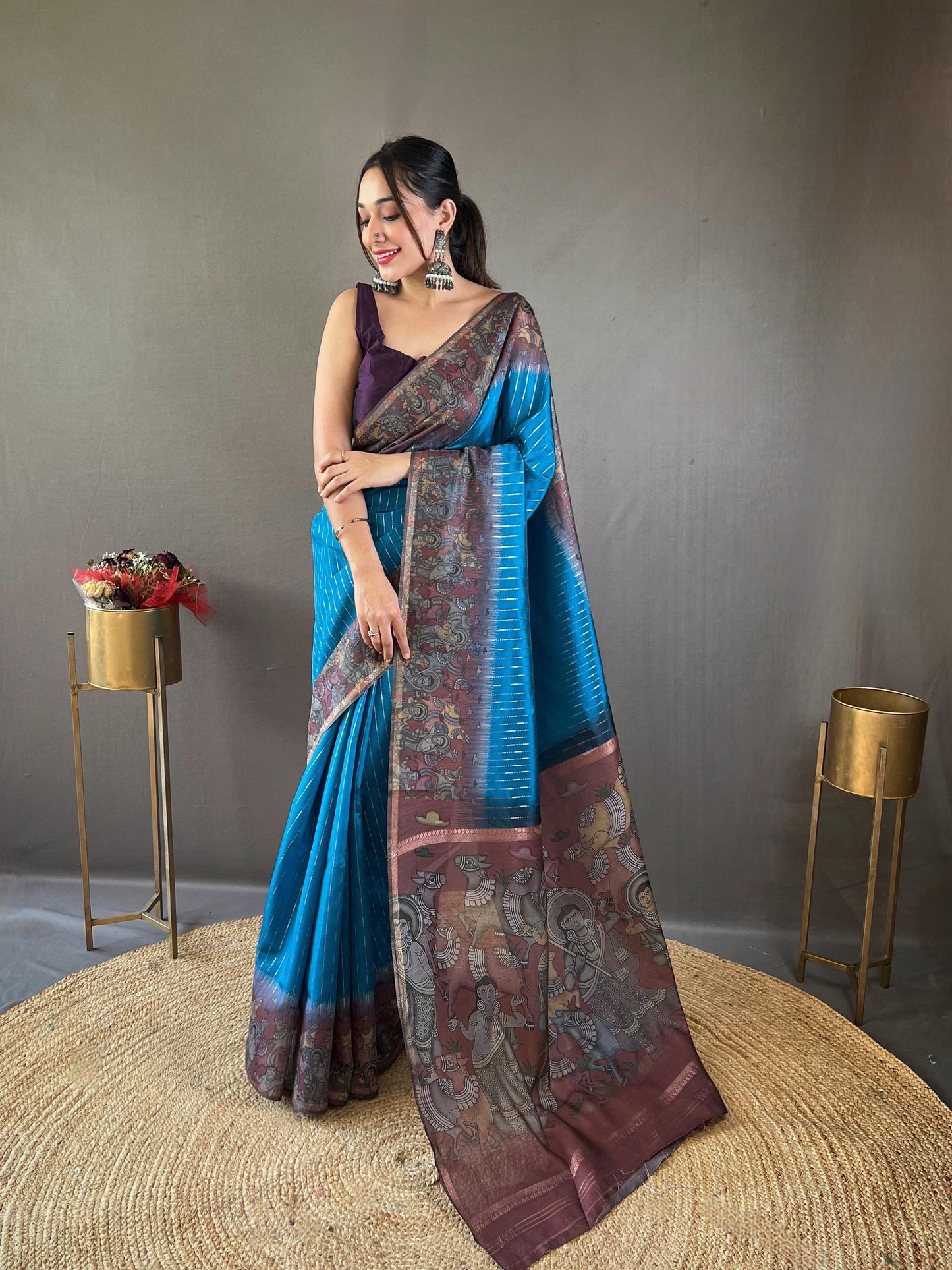 Smriti - Soft Chanderi Silk Saree with Prints and Stitched Blouse Options