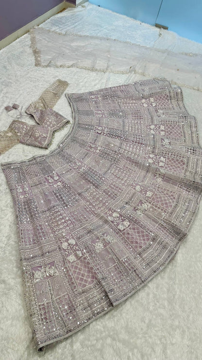 Siya - Pastel Light Colour beautiful Net Embroidered Lehenga