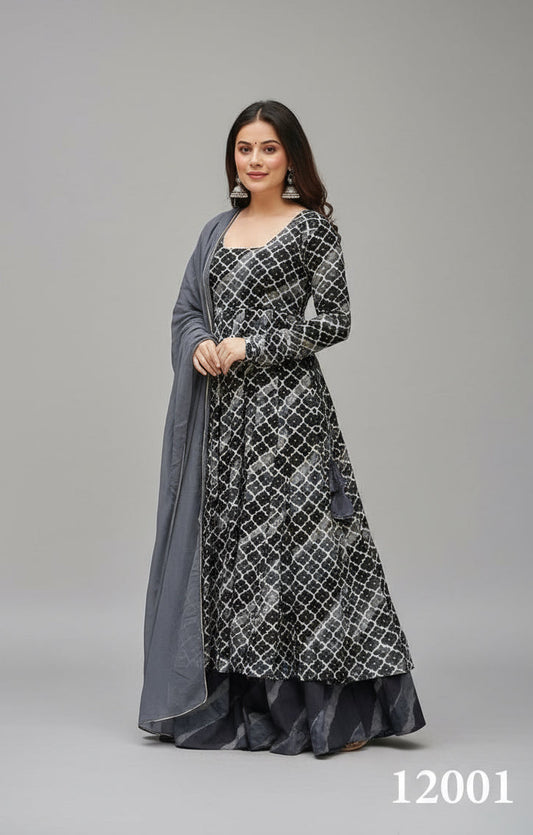 Abstract Soft Silk Printed Casual Kurti Pant Set Fully Stitched upto 6XL Sizes