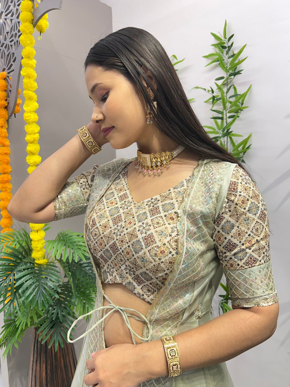 Pista colour Butterfly Shrug Indo western fully stitched