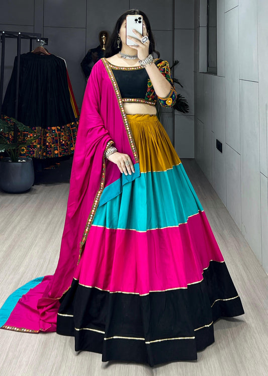 Navratri Multicoloured Cotton Lehenga Choli Fully Stitched