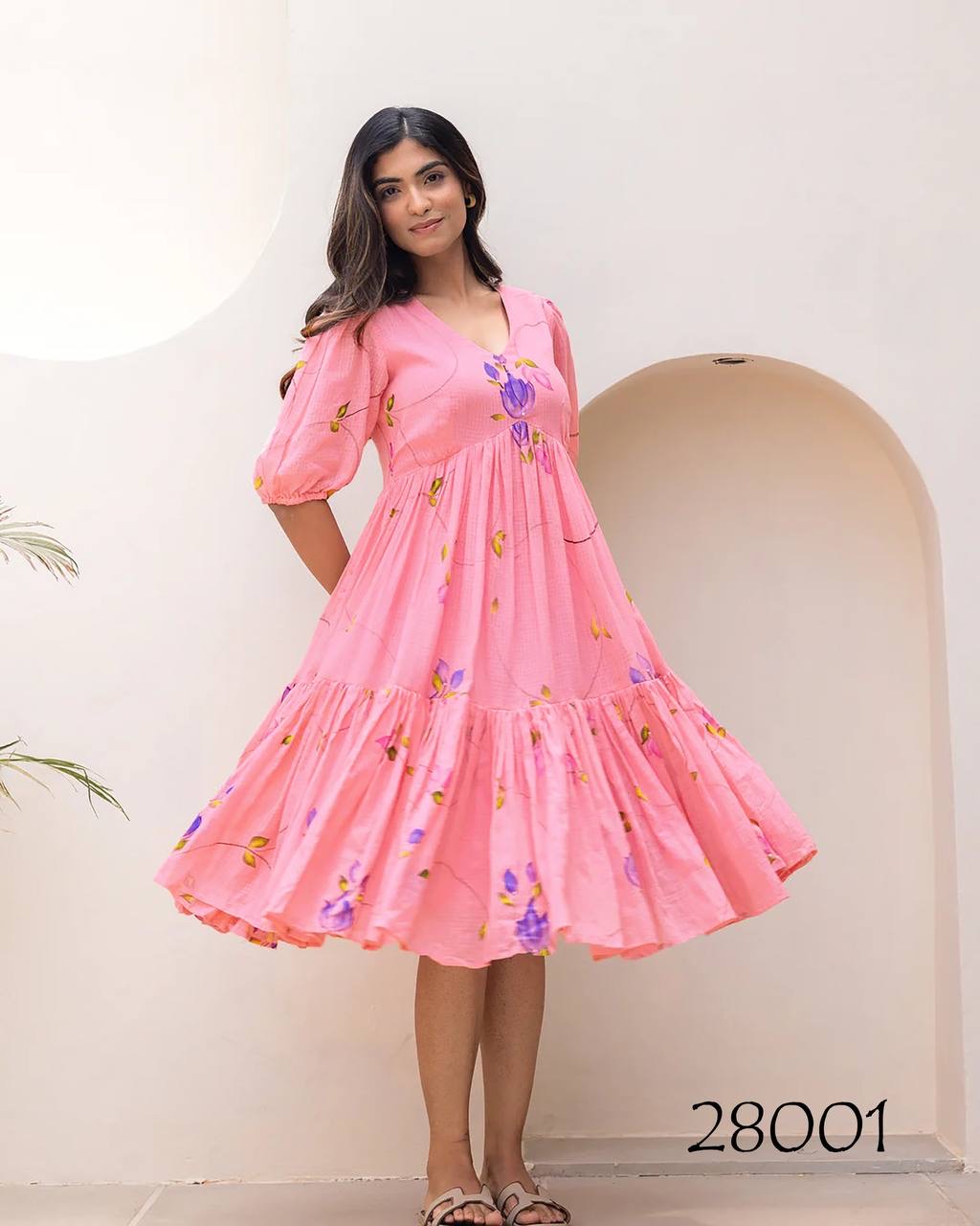 Pink Beautiful Floral Printed Soft Kota Fabric Casual Wear Readymade upto 6XL sizes