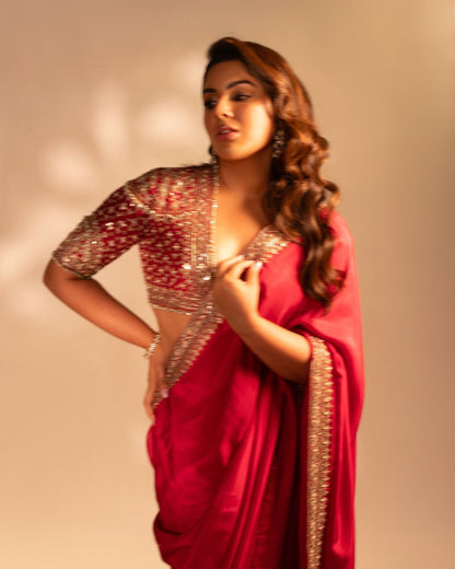Sitara - Beautiful Silk Sequins Embroidered Saree with Stitched Blouse