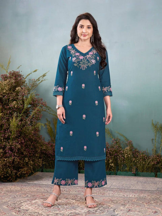 Premium Khadi Cotton Embroidery Kurti Set upto 5XL Sizes