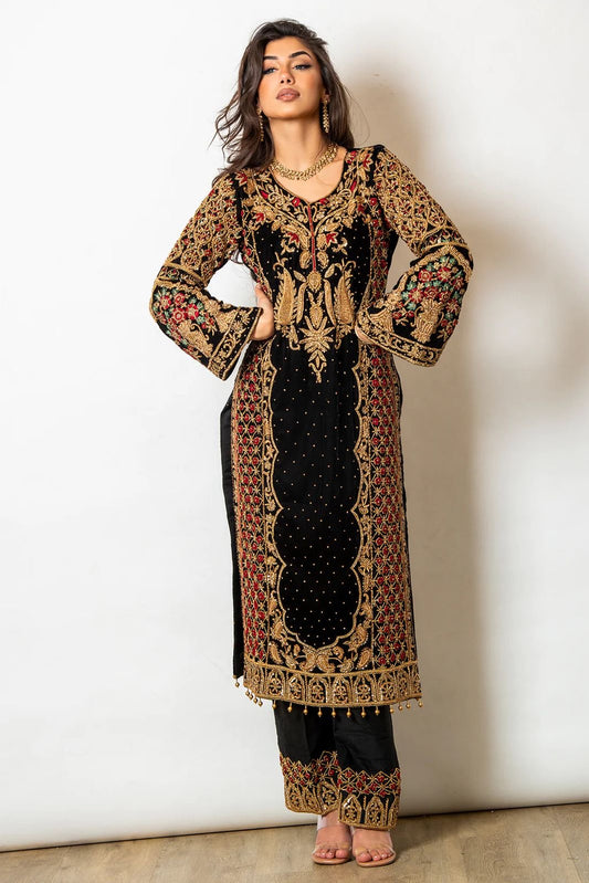 Black georgette suit fully stitched