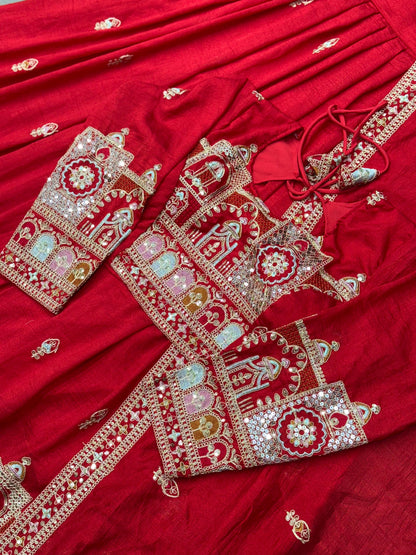 Navratri Special Vichitra Silk with Beautiful Embroidered Fully Stitched Lehenga