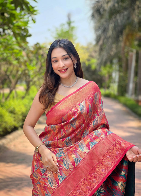 Kanika - Pure Kanchipattu Silk exquisite weaves body Saree with Stitched Blouse Options