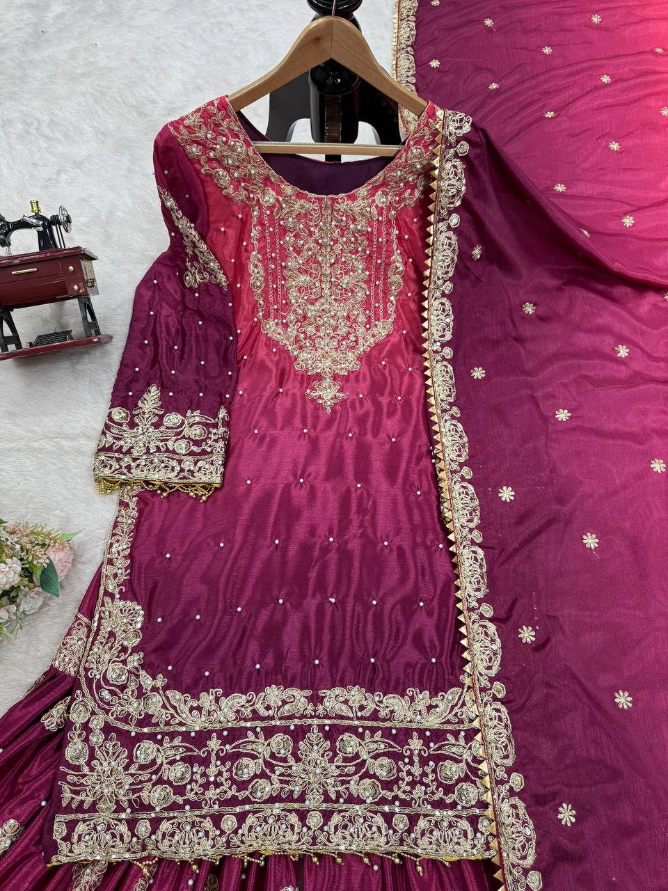 Premium work dual tone Sharara set fully stitched