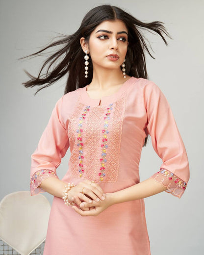 Pink viscose fabric kurti set