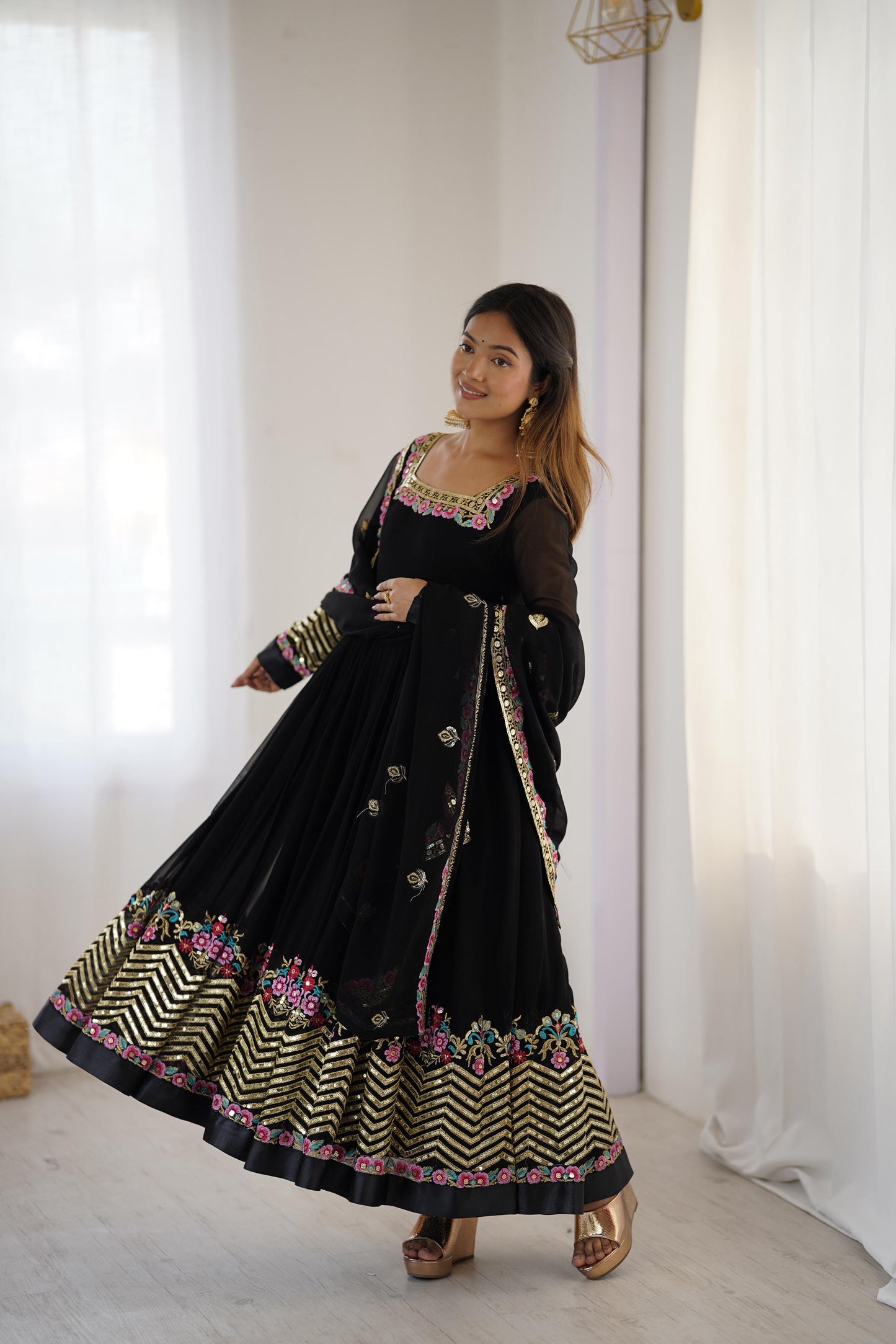 Antara - Premium Soft Georgette Anarkali Gown Fully Stitched