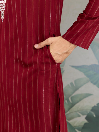 Ramjat - Premium Mens Silk kurta with Pajama and Printed Dupatta