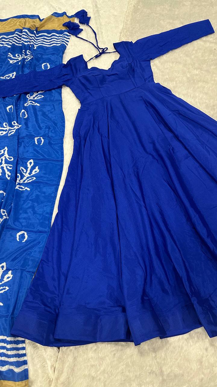 Royal Blue Silk Anarkali Gown Fully Stitched