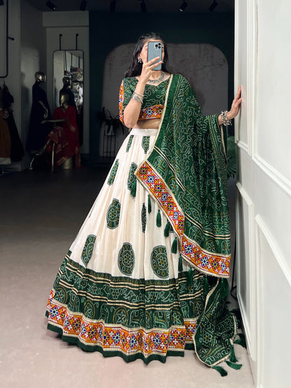 Beautiful Bandhej Print Silk Lehenga Choli Fully Stitched