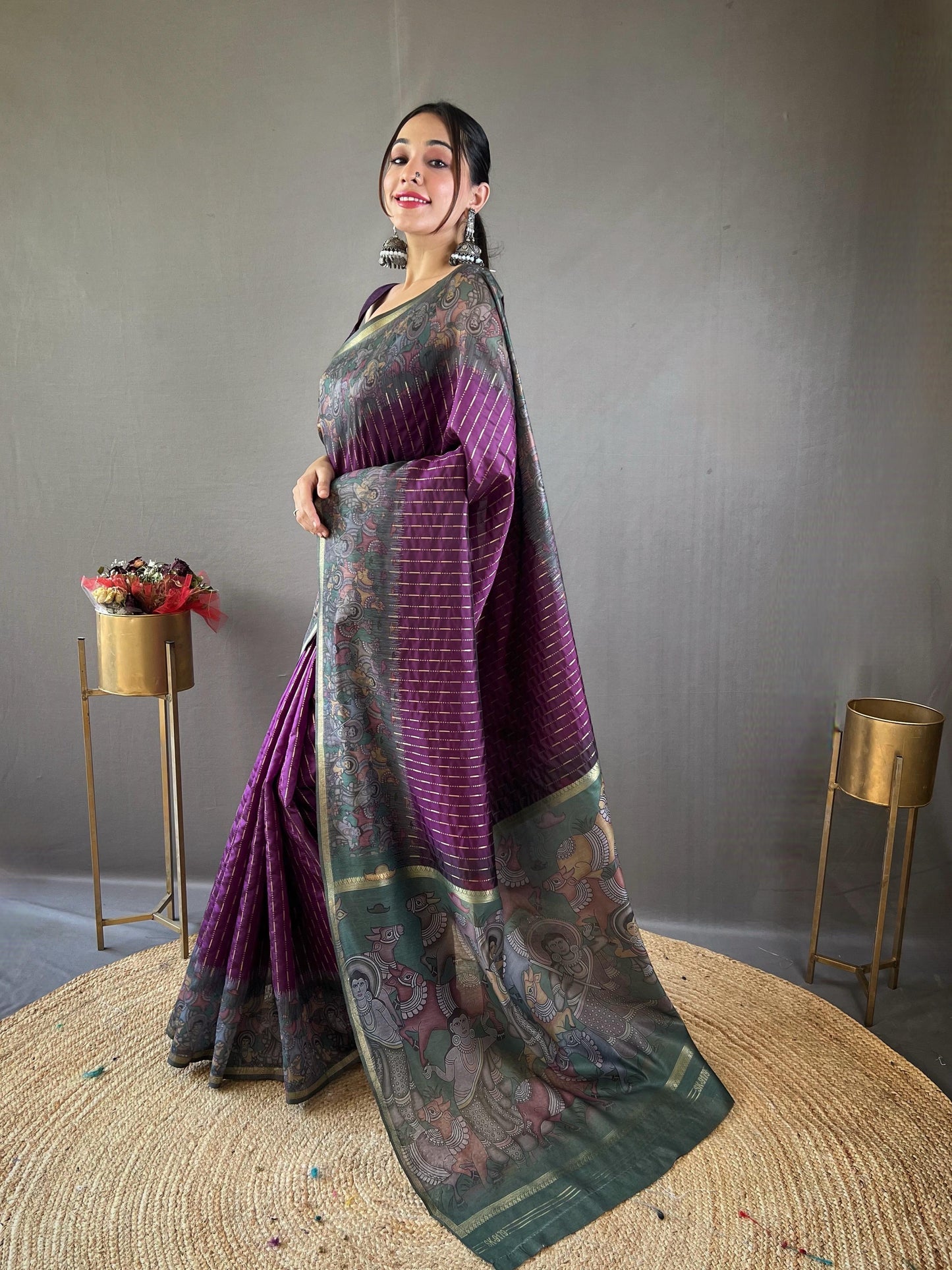 Smriti - Soft Chanderi Silk Saree with Prints and Stitched Blouse Options
