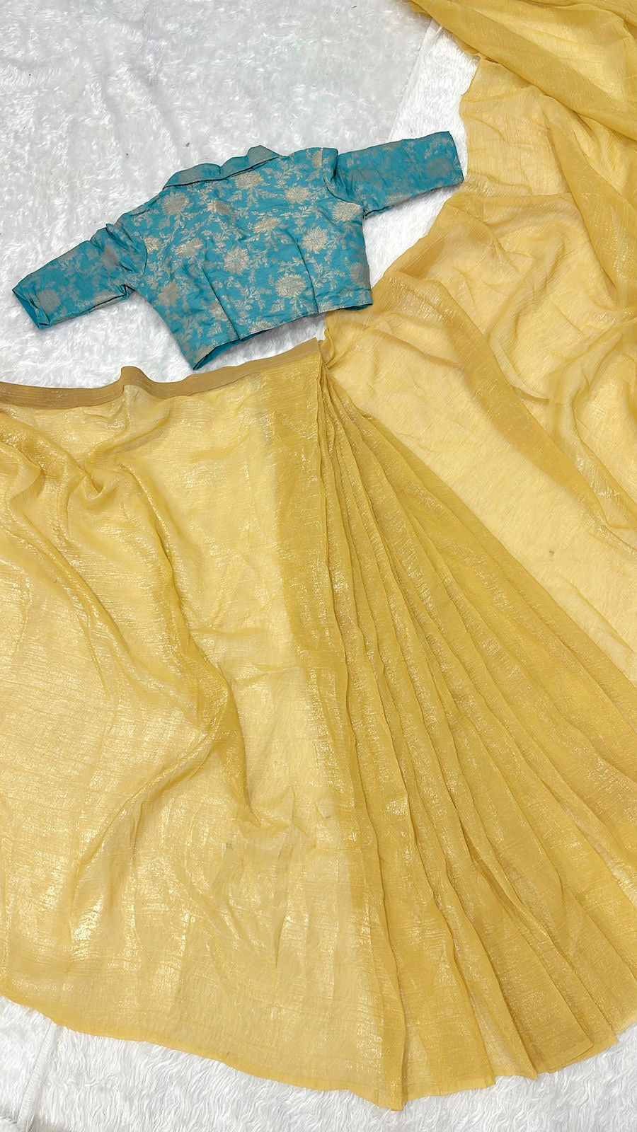 Soft Silk Flowy Minimal Sparkle with Ready to Wear Saree & Readymade Blouse